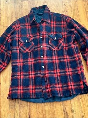 Vintage Red and Blue Plaid Casual Button-Down Shirt